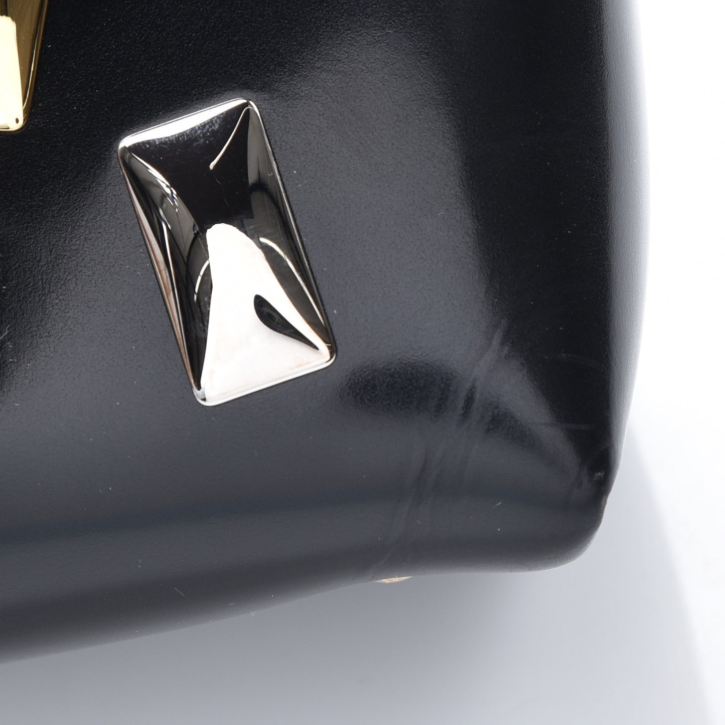 Glazed Calfskin Sac Triangle PM Black
