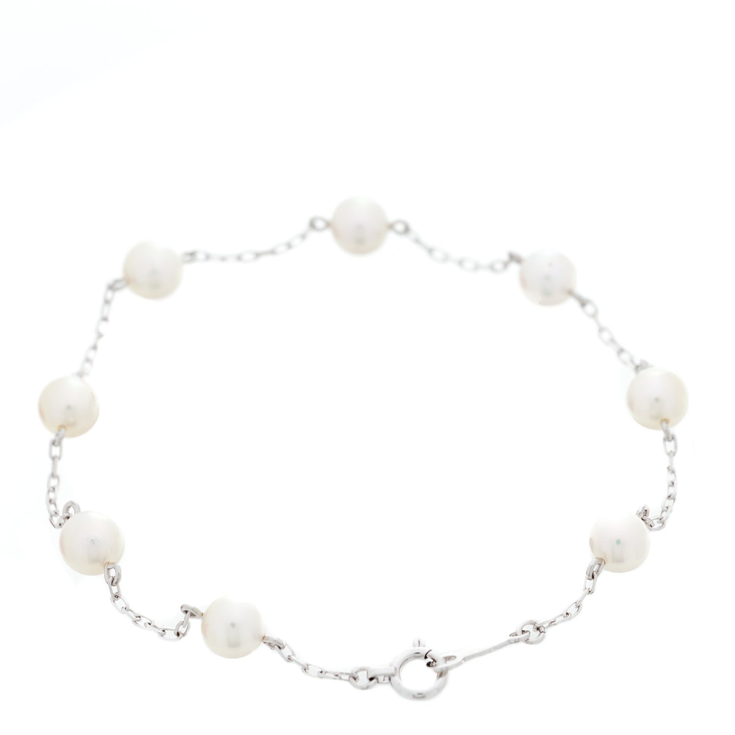 Mikimoto 18K White Gold 5mm Akoya Pearl Station Bracelet 2 of 4