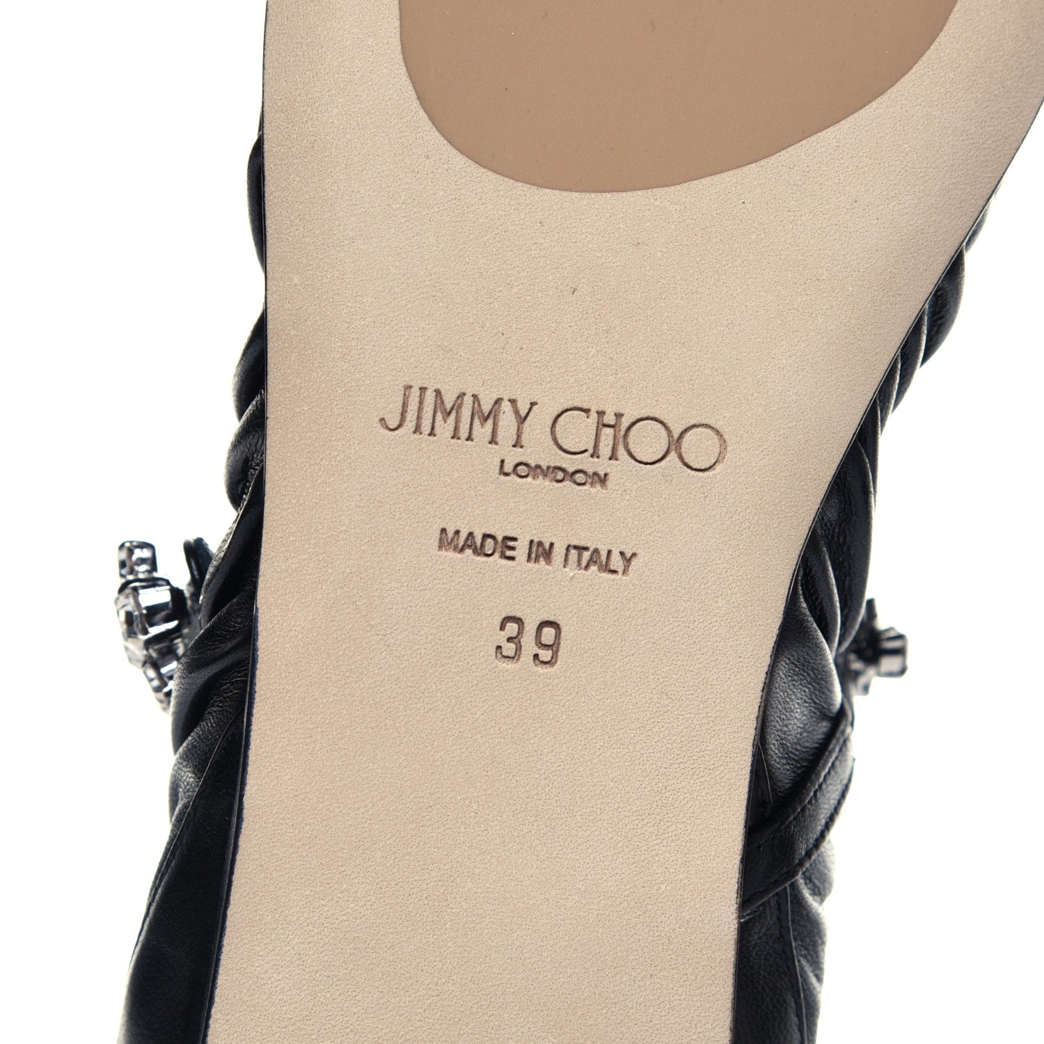 Jimmy Choo Lambskin Crystal Gai Flats 39 Black 12 of 16