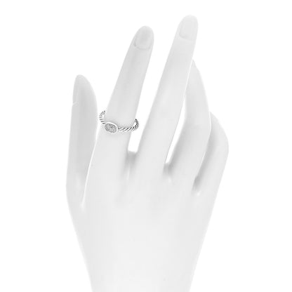 David Yurman Sterling Silver Diamond Petite Pave Oval Ring 54 6.75 2 of 4
