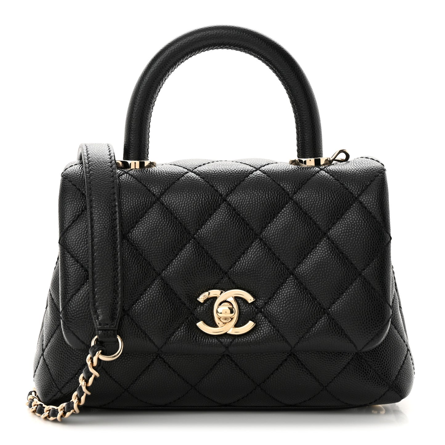 Caviar Quilted Extra Mini Coco Handle Flap Black