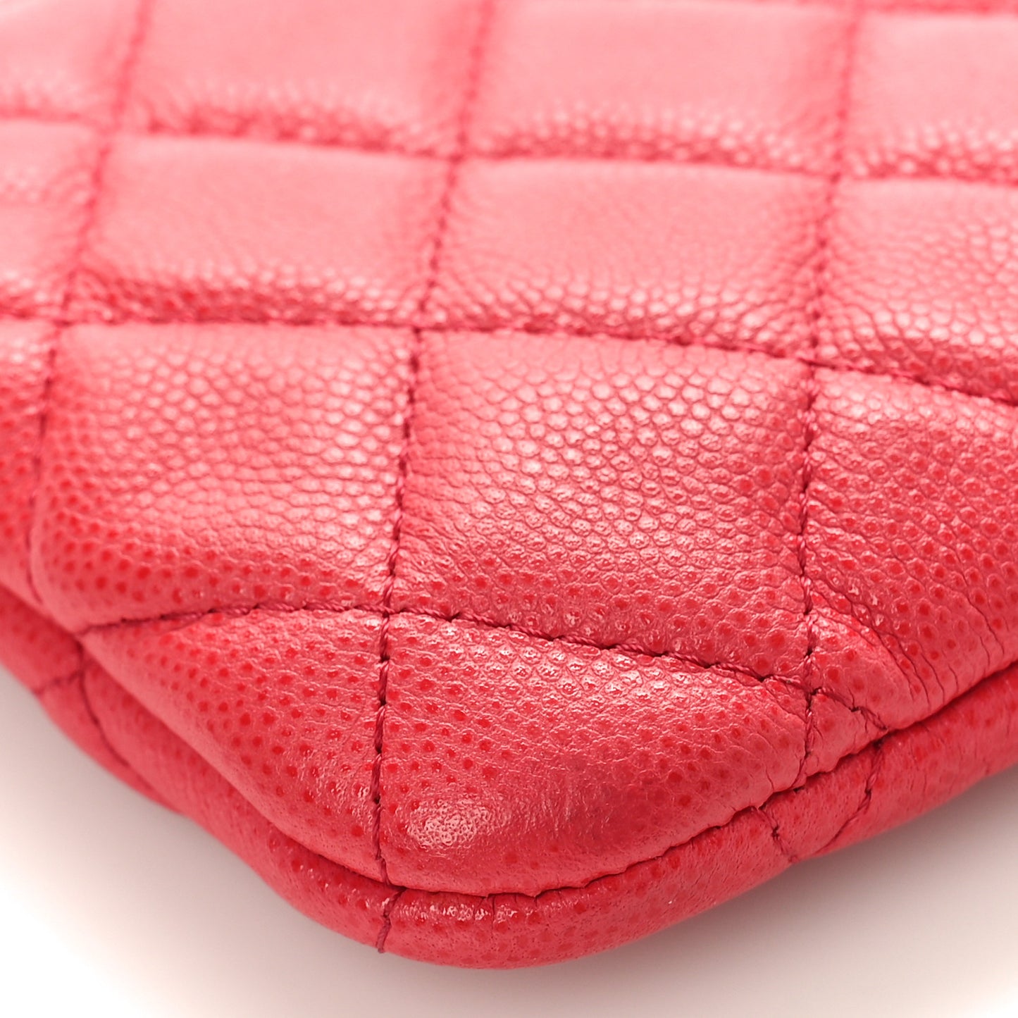 Caviar Quilted Small Cosmetic Case Dark Pink