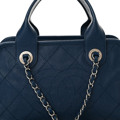 Chanel Caviar Quilted Small Deauville Bowling Bag Blue 8 of 14
