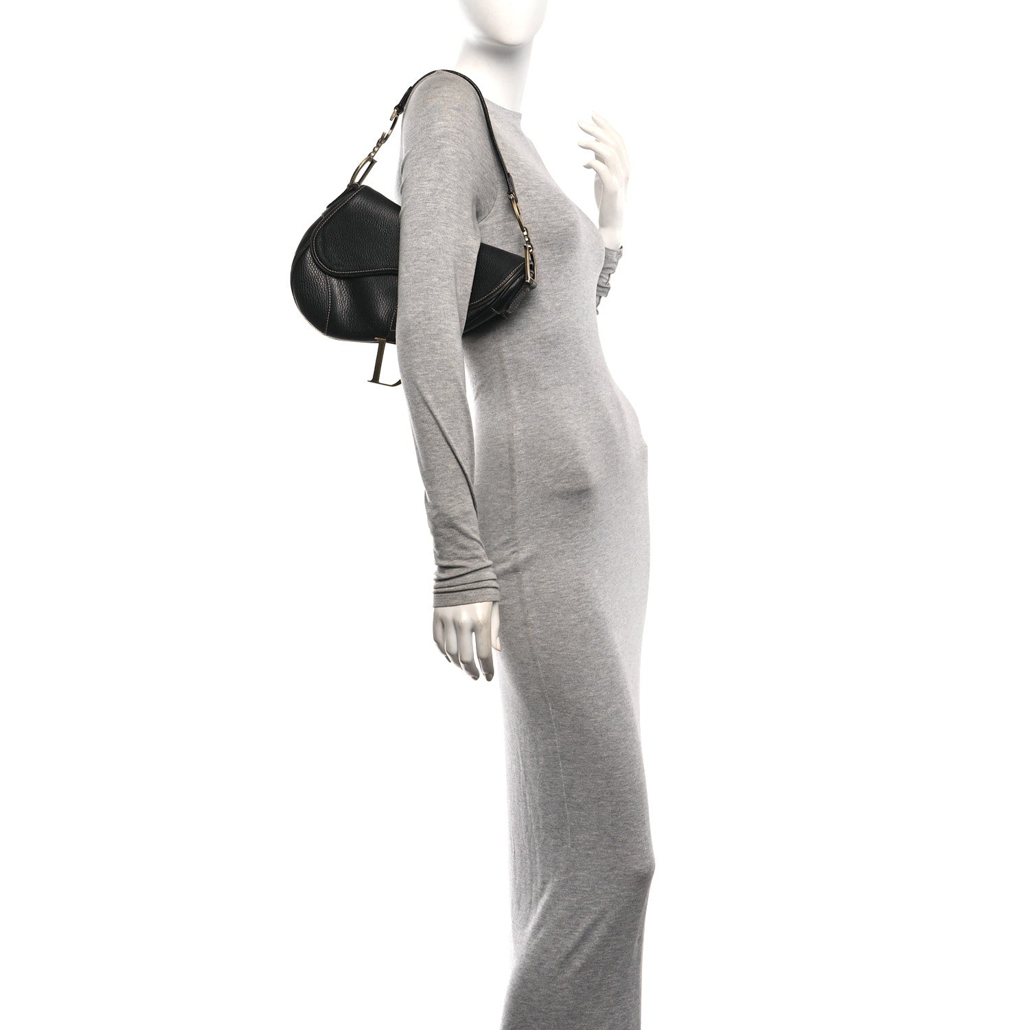 Christian Dior Grained Calfskin Saddle Bag Black 2 of 10