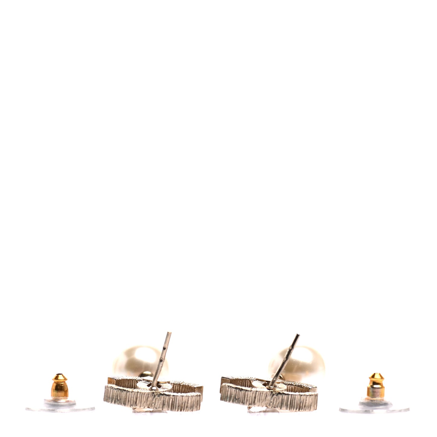 Crystal Pearl CC Drop Leaf Earrings Gold