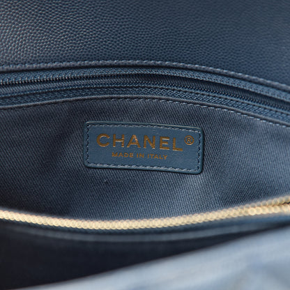 Chanel Caviar Quilted Medium Coco Handle Flap Blue 6 of 10