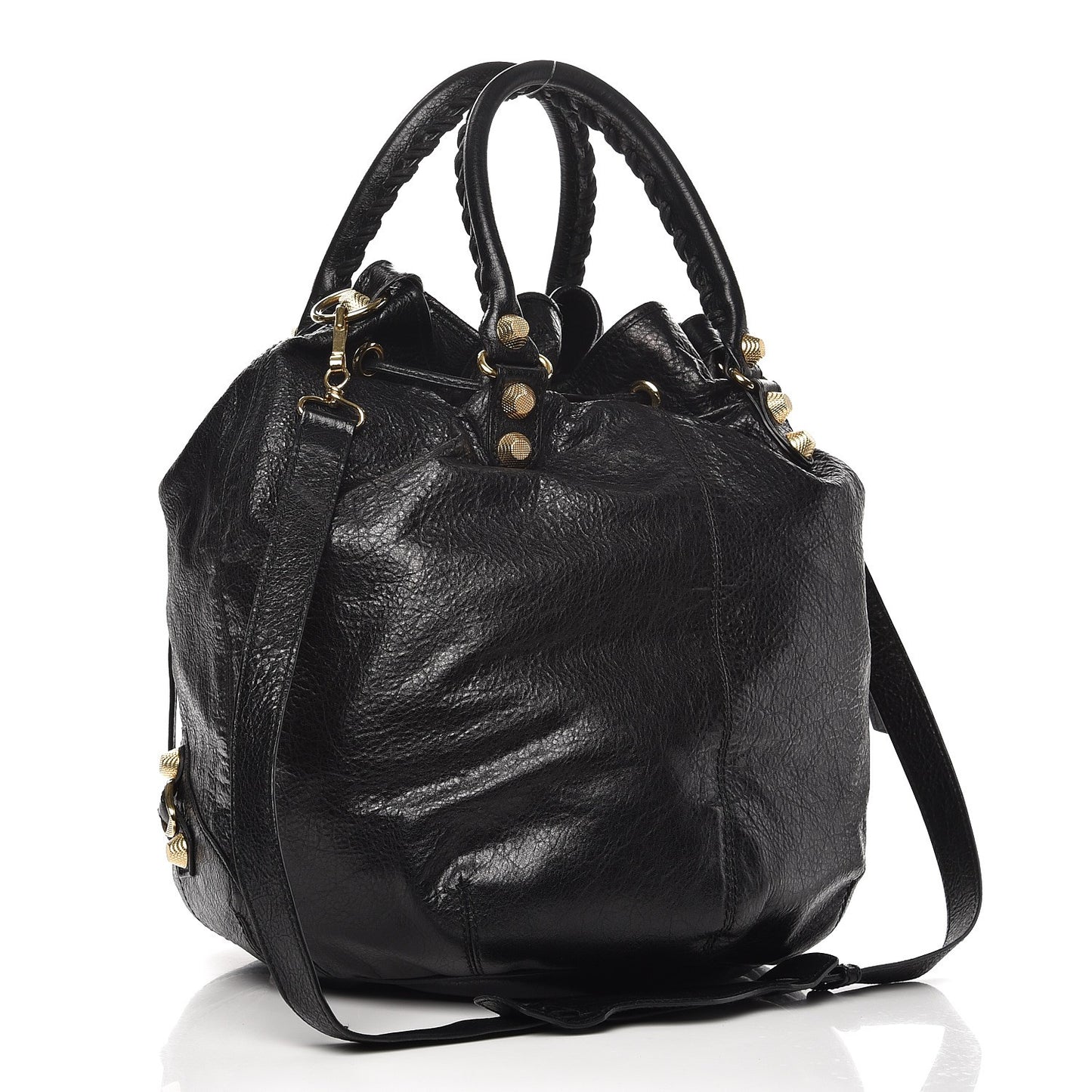 Agneau Giant 12 Gold Hardware Pompon Black