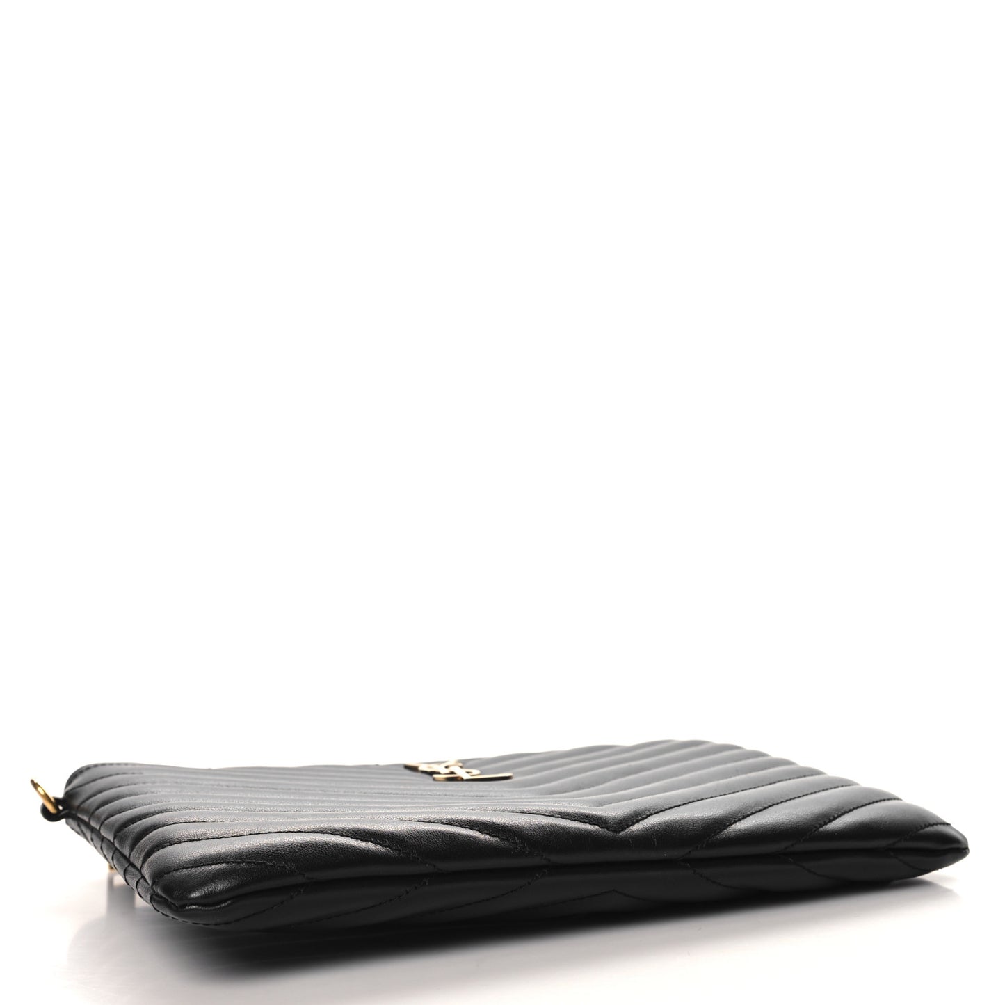 Calfskin Matelasse Chevron Monogram A5 Wristlet Black