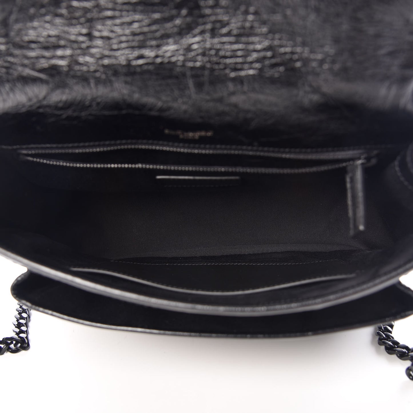 Crinkled Calfskin Matelasse Monogram Medium Niki Chain Satchel Black
