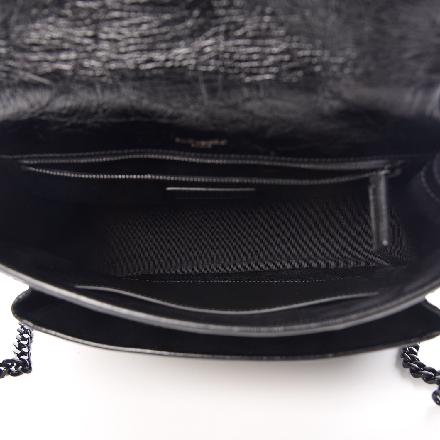 Saint Laurent Crinkled Calfskin Matelasse Monogram Medium Niki Chain Satchel Black 6 of 12