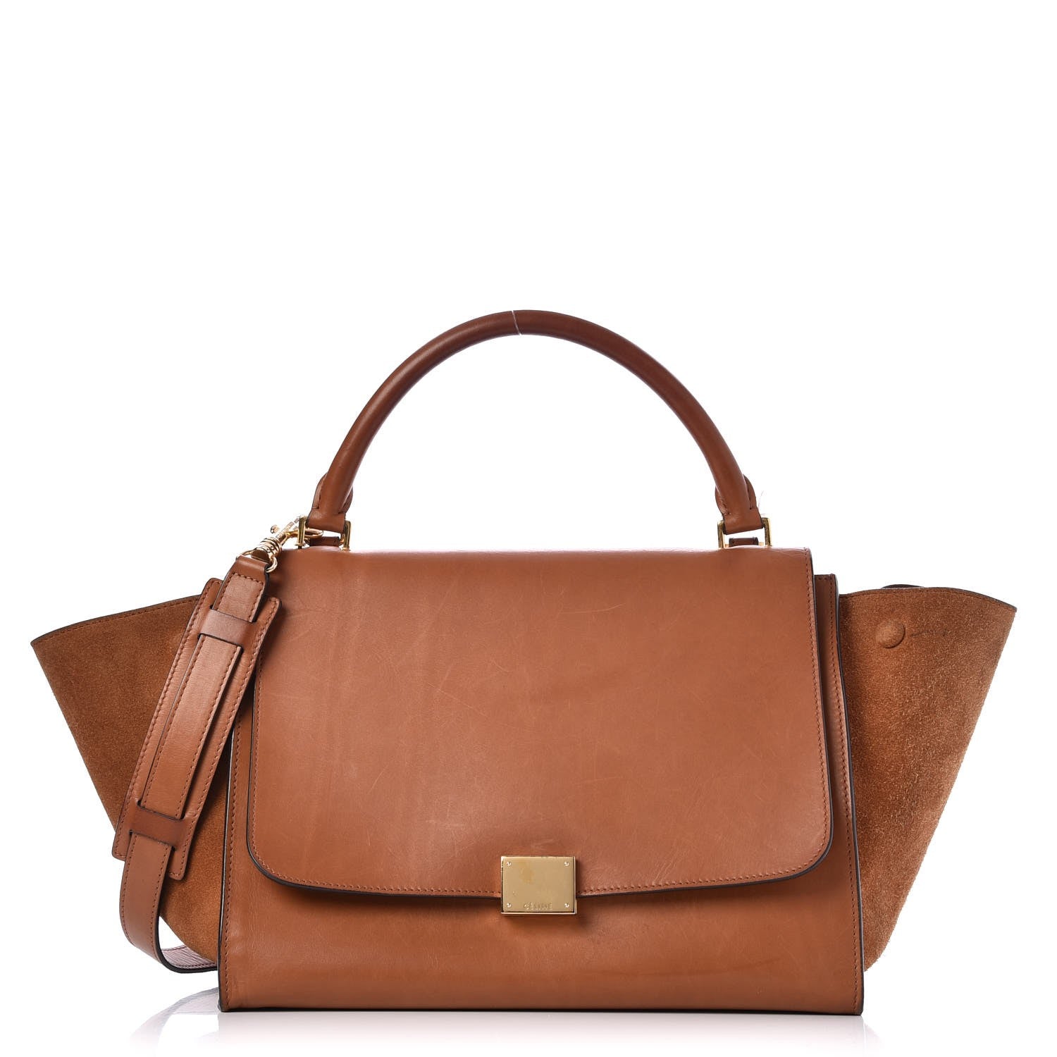 Celine Natural Calfskin Suede Medium Trapeze Tan 1 of 12