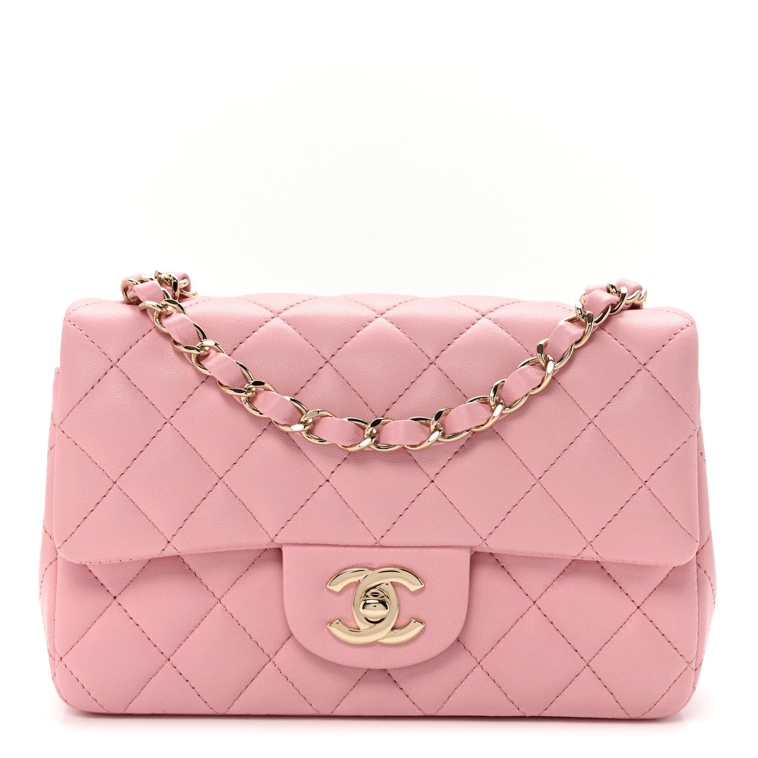 Chanel Lambskin Quilted Mini Rectangular Flap Light Pink 1 of 10