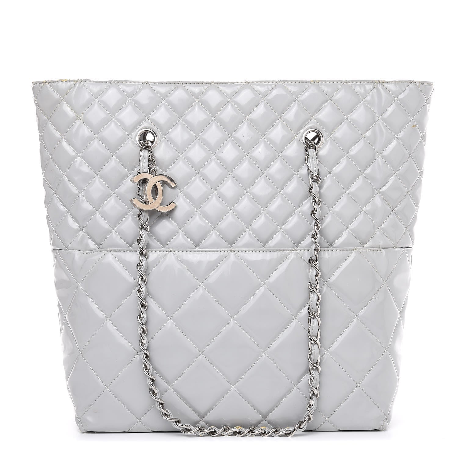 Chanel Vinyl Quilted In The Business North South Tote Light Grey 1 of 21