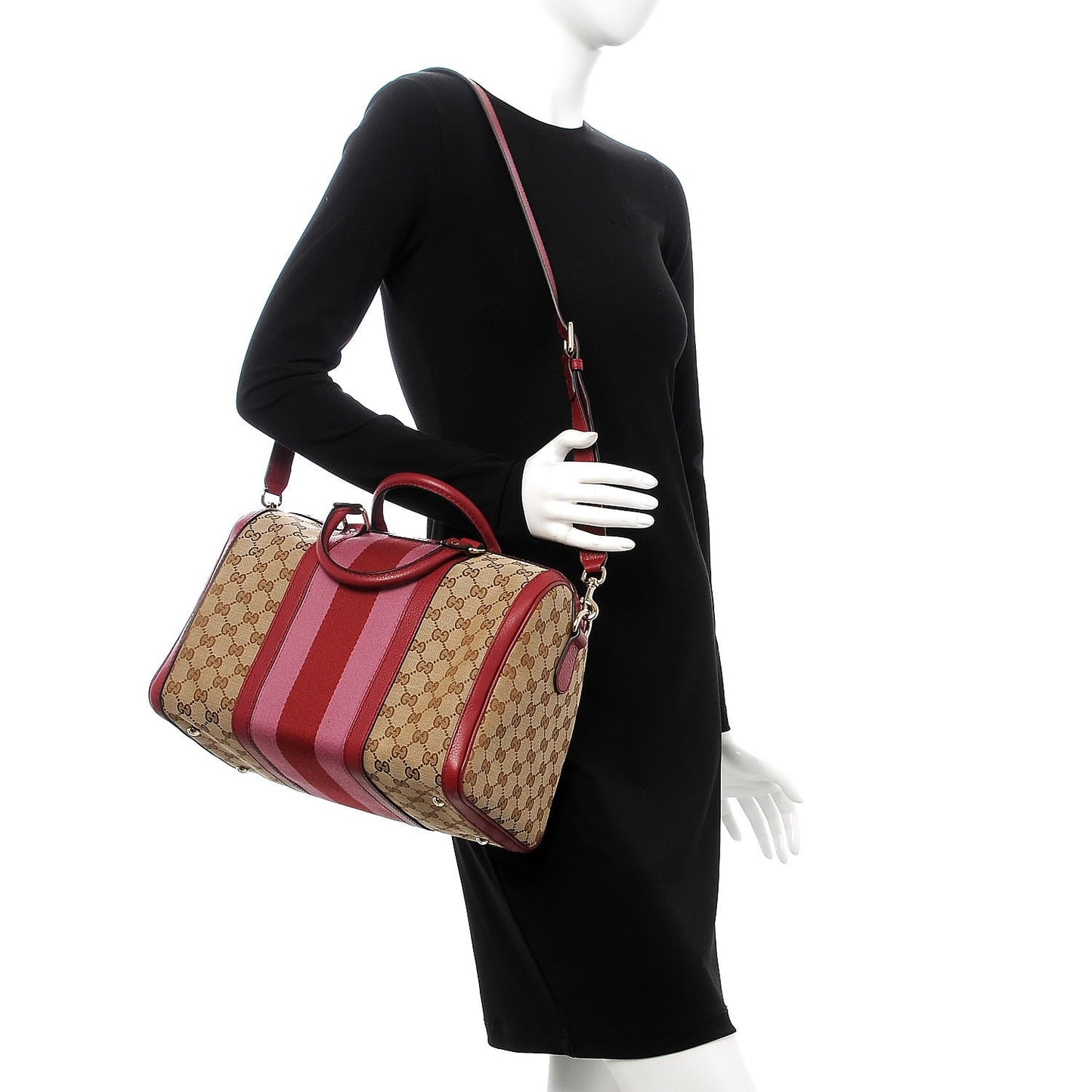 Monogram Cellarius Calfskin Vintage Web Medium Boston Beige Ebony Soft Burgundy Peonia Flower