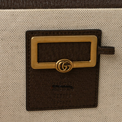 Gucci GG Supreme Monogram Textured Dollar Calfskin Web Small Savoy Hat Box Beige Ebony New Acero 5 of 8