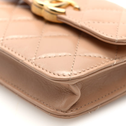 Chanel Calfskin Quilted Perfect Fit Coin Purse With Chain Beige 9 of 10