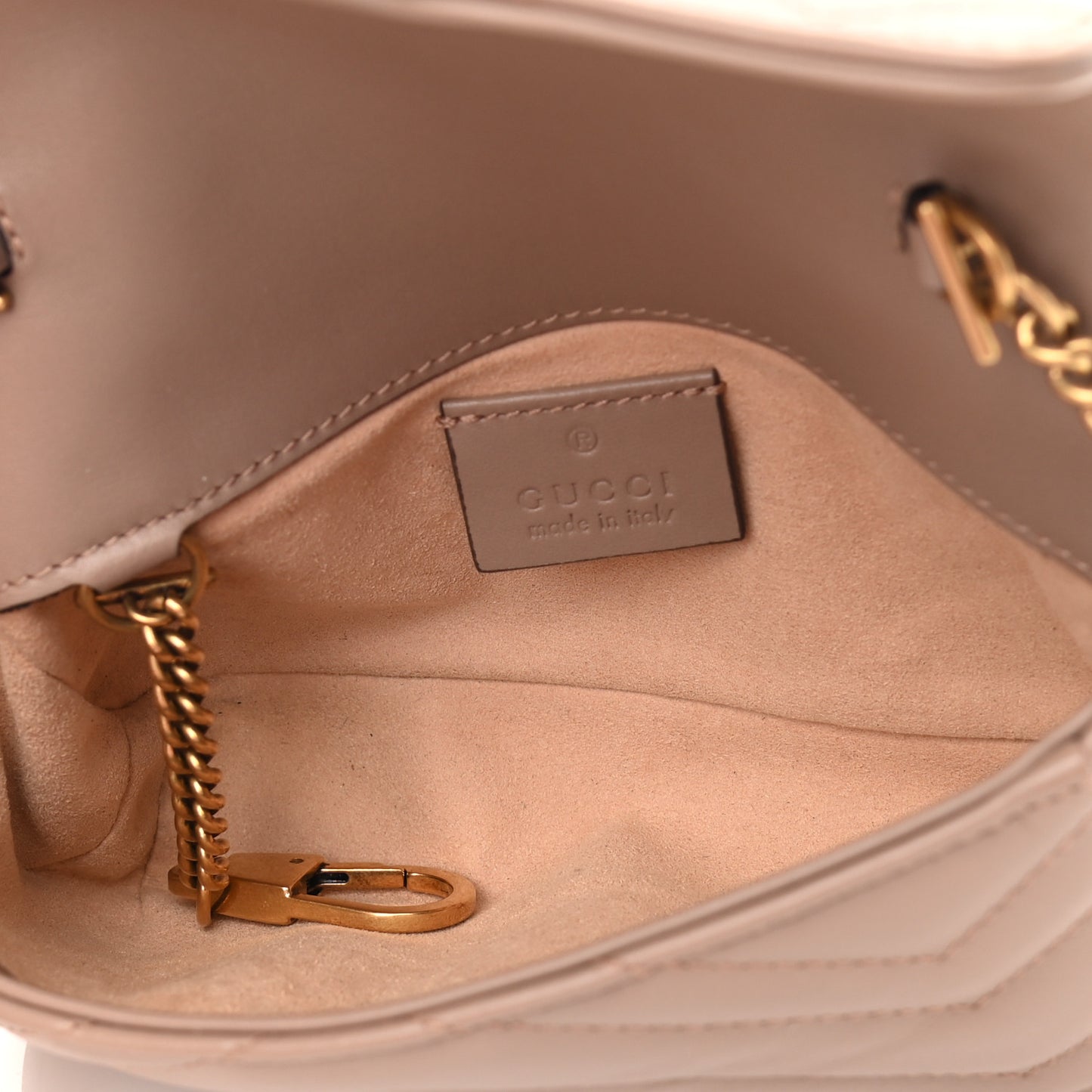 Calfskin Matelasse Super Mini GG Marmont Shoulder Bag Porcelain Rose