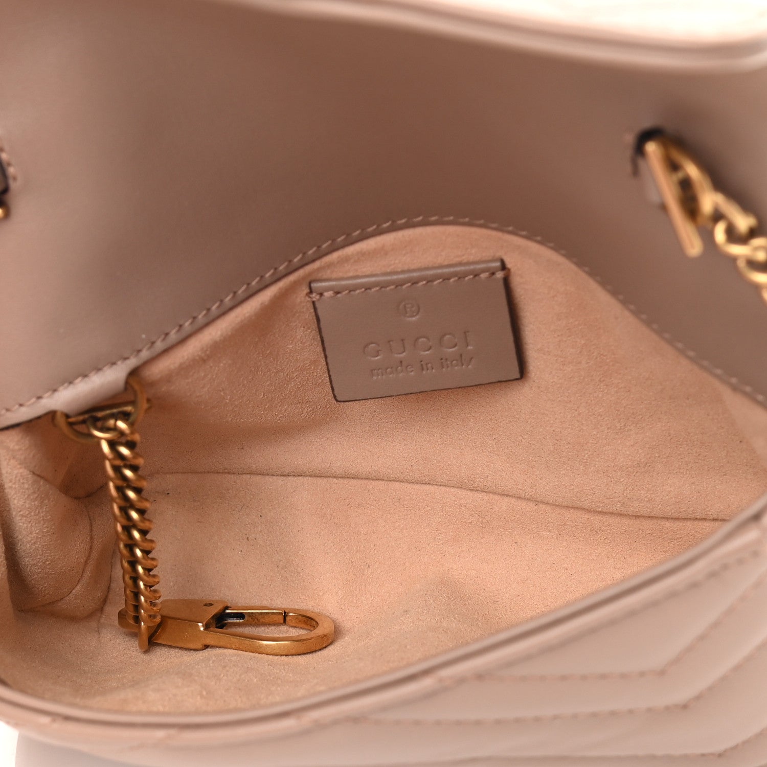Gucci Calfskin Matelasse Super Mini GG Marmont Shoulder Bag Porcelain Rose 5 of 11