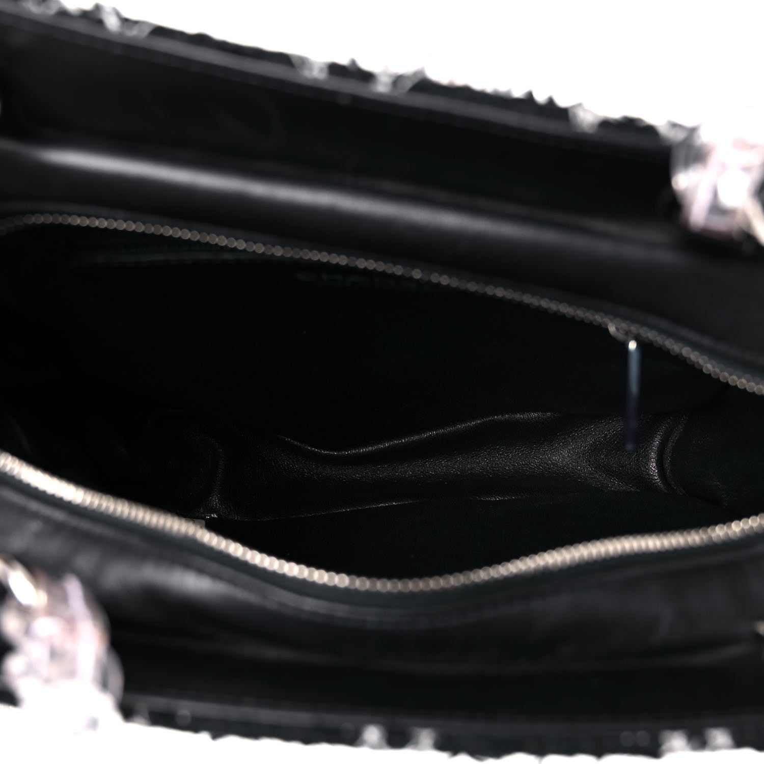 Chanel Tweed Resin Small Zipped Shopping Bag Black White 5 of 15