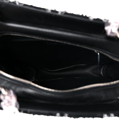 Chanel Tweed Resin Small Zipped Shopping Bag Black White 5 of 15