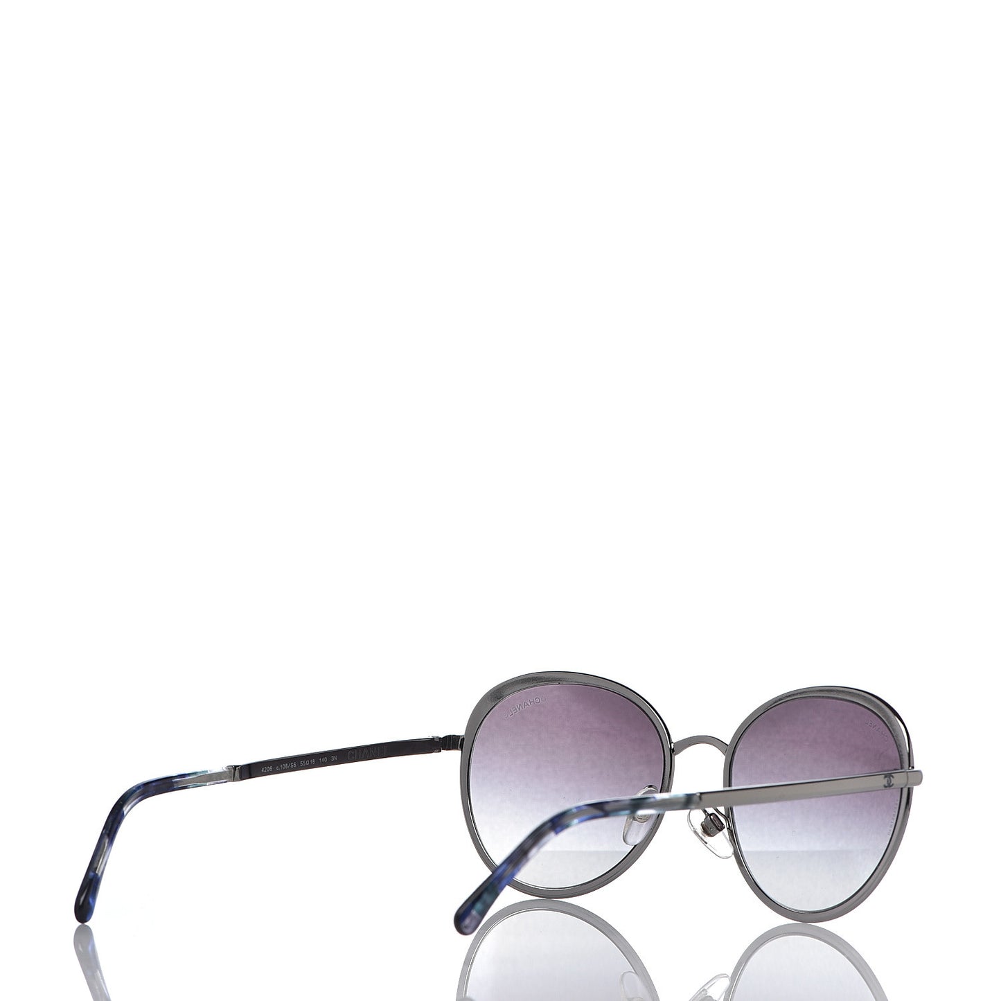Round Spring Sunglasses 4206 Black Silver
