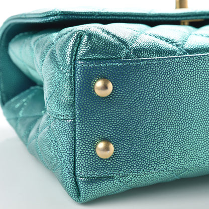 Chanel Metallic Caviar Quilted Mini Coco Handle Flap Blue 8 of 10