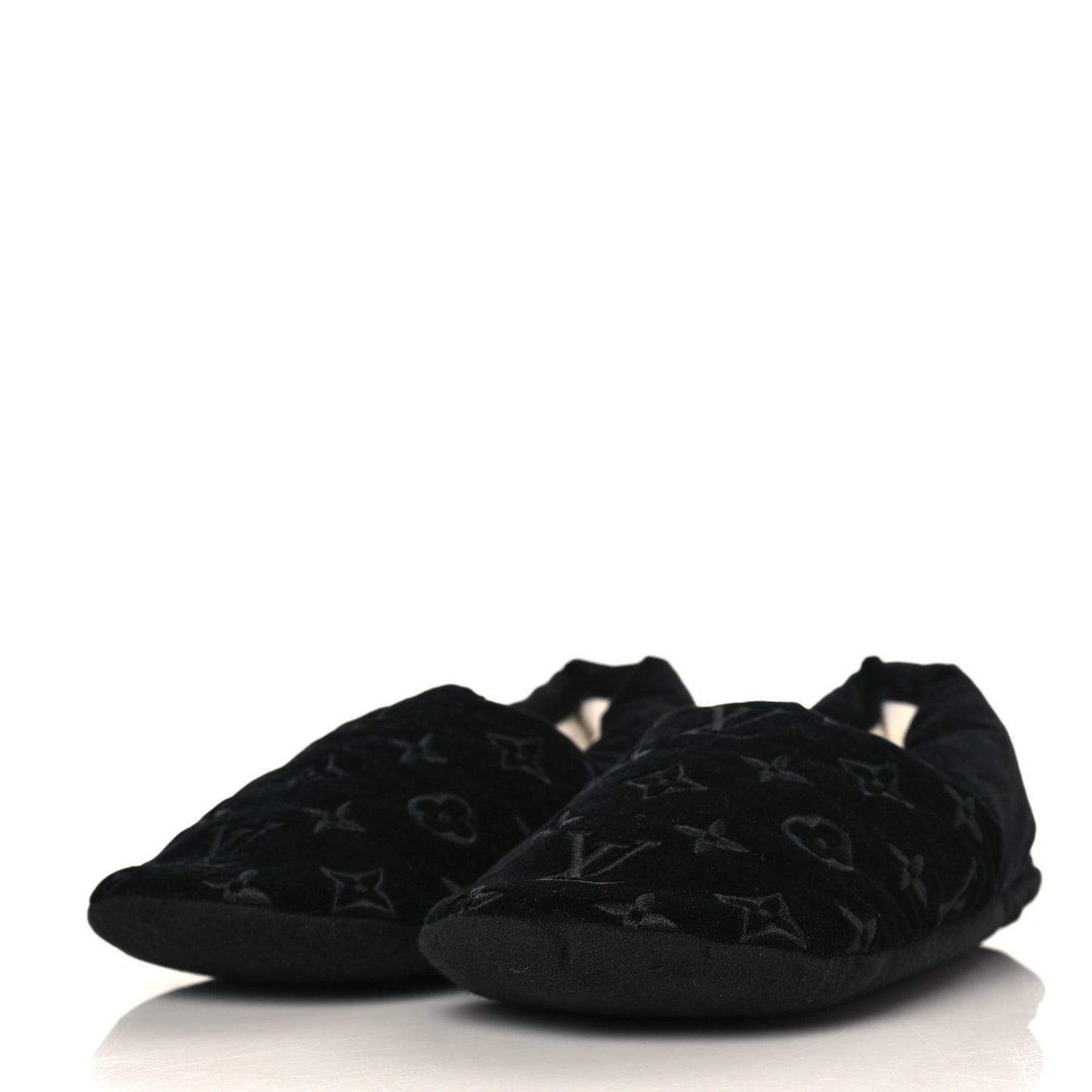 Velvet Embroidered Monogram Dreamy Slipper 36 Black