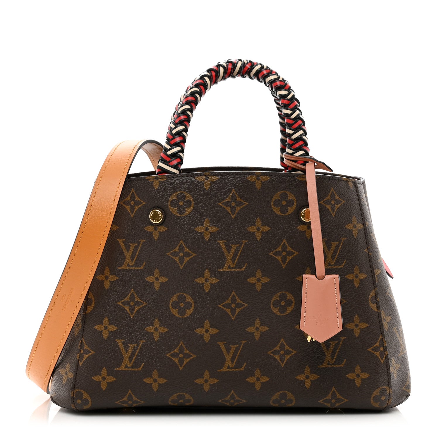 Louis Vuitton LOUIS VUITTON Monogram Braided Montaigne BB Coquelicot Creme Safran Peach 1 of 9