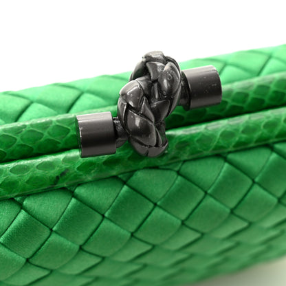 Bottega Veneta Satin Intreccio Impero Ayers Knot Clutch Parakeet 9 of 9