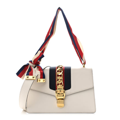 Gucci Calfskin Small Sylvie Shoulder Bag Off White 1 of 17