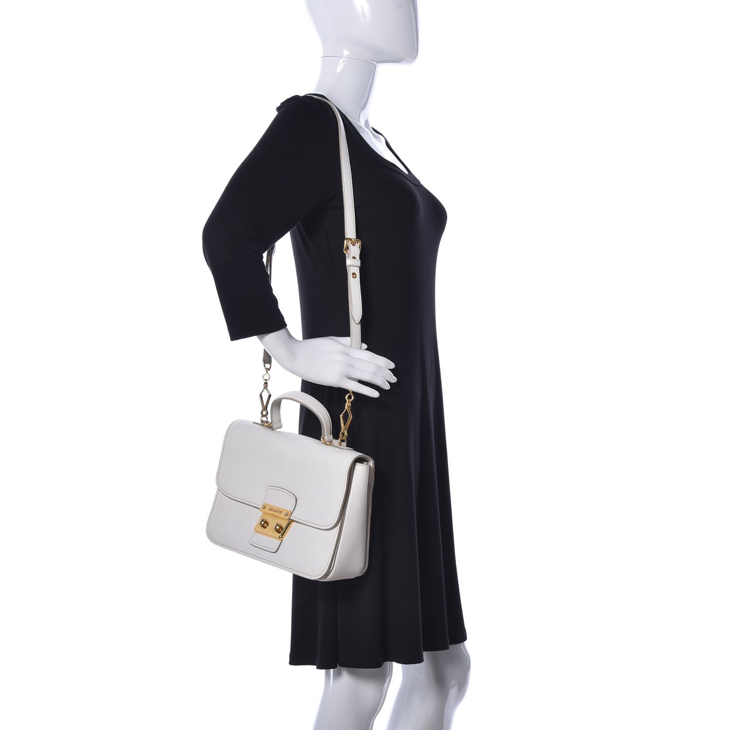 Goatskin Madras Shoulder Bag White