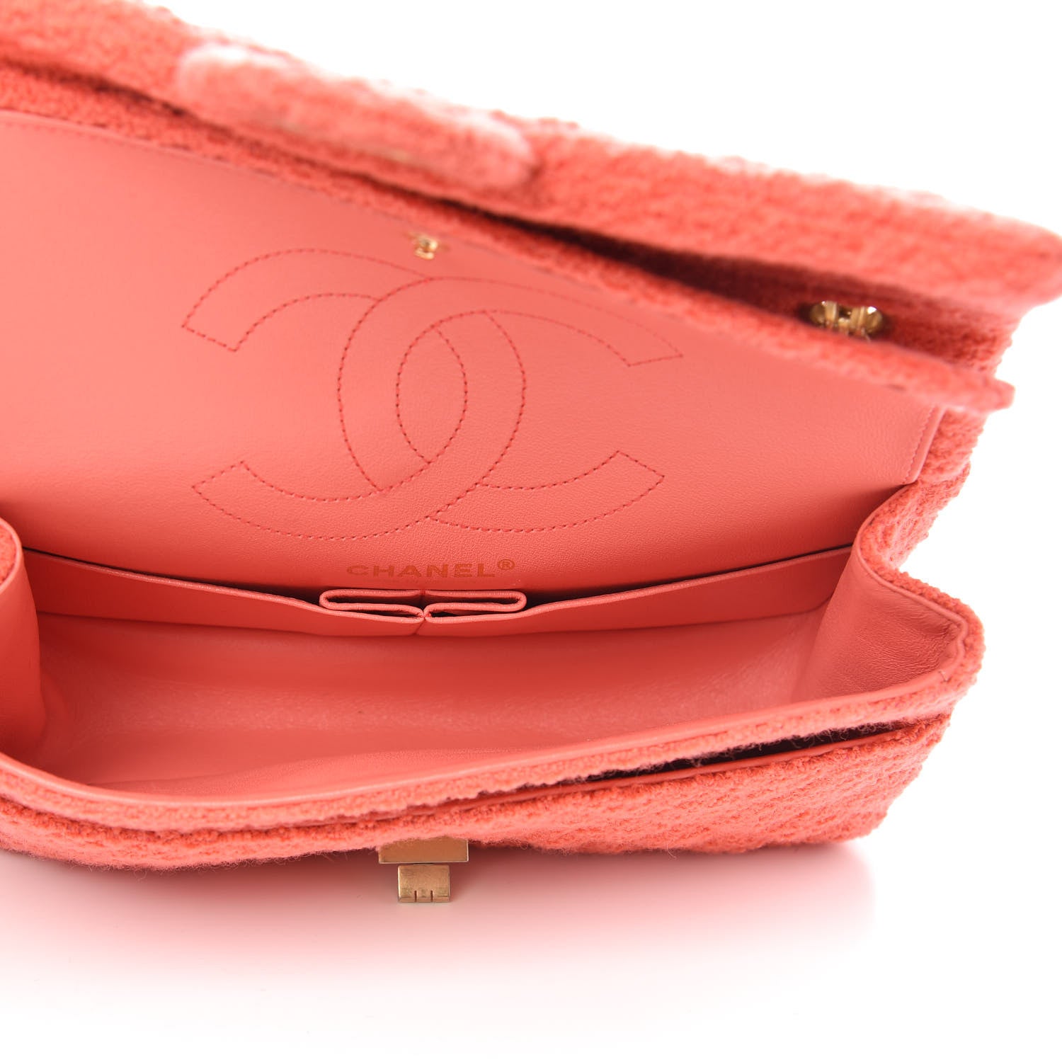 Chanel Wool Tweed Quilted 2.55 Reissue 225 Flap Coral 5 of 12