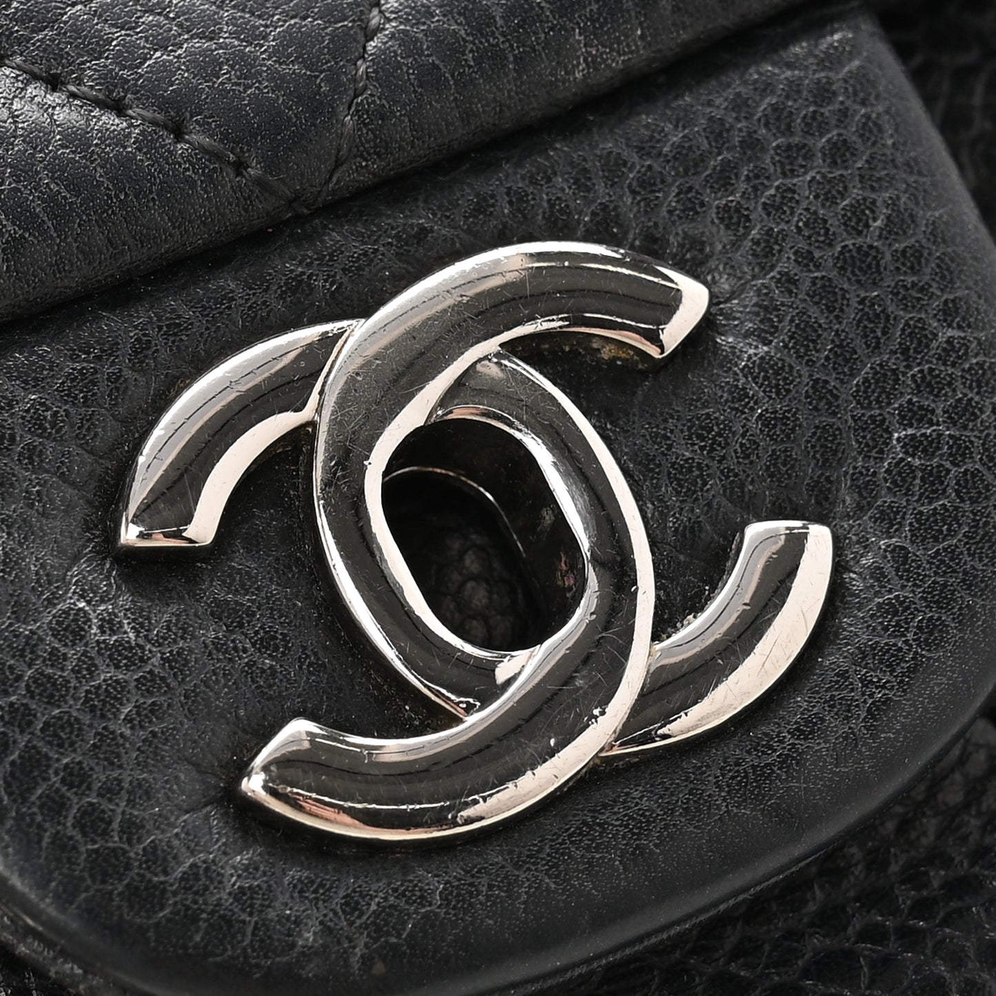 Caviar Quilted Clutch With Chain Flap Black