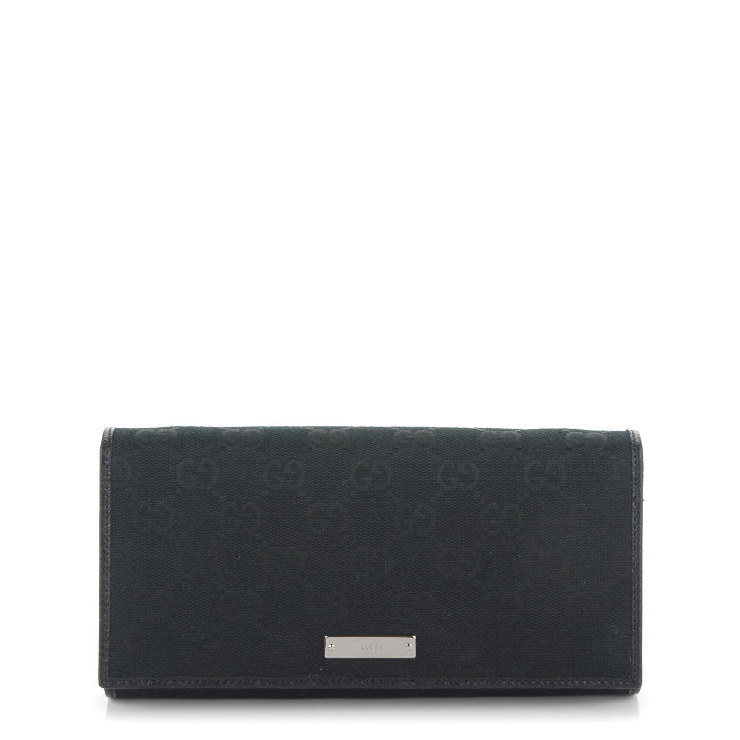 Gucci Monogram Metal Bar Chain Wallet Black 1 of 7