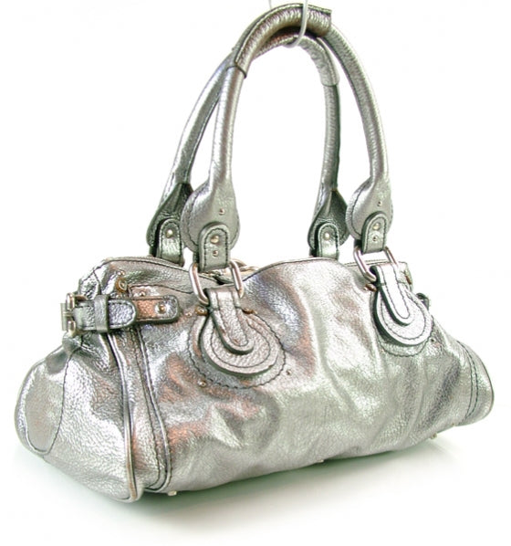 Leather Paddington Metallic Silver