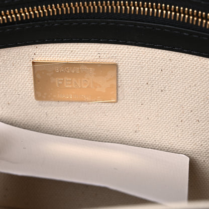 Fendi Canvas Vitello Seta FF Embroidered Baguette Brandy Black 6 of 11