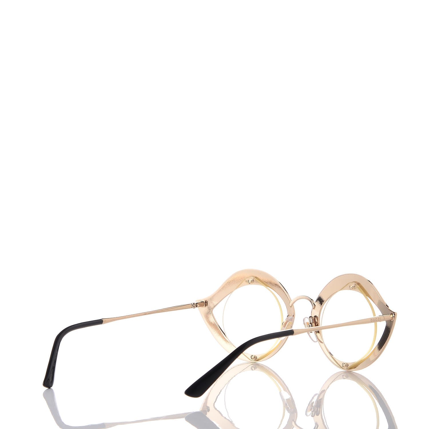 Gucci Metal Crystal Cat Eye Sunglasses GG0046S Gold 4 of 7