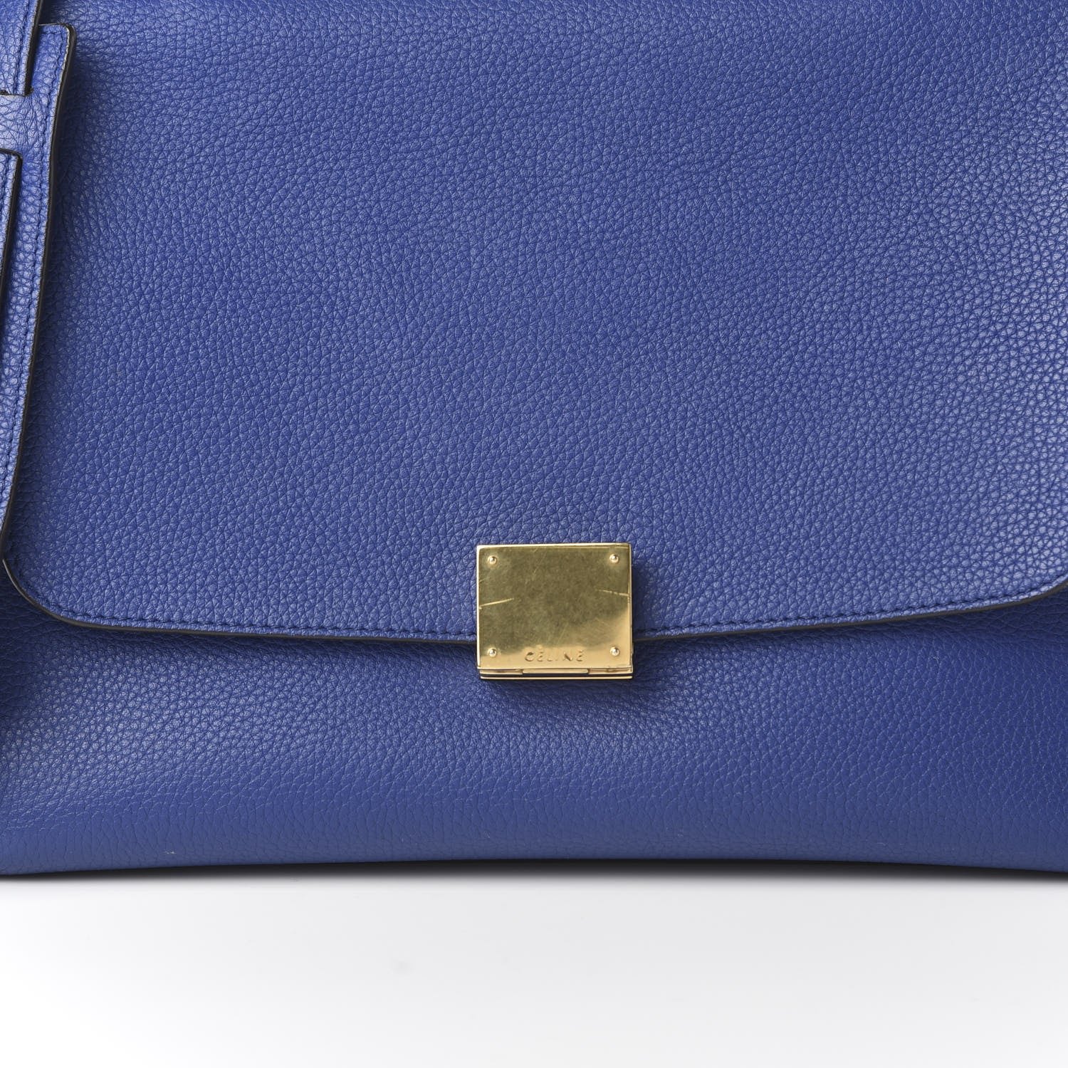 Celine Drummed Calfskin Suede Small Trapeze Indigo 9 of 11