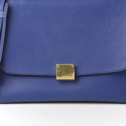Celine Drummed Calfskin Suede Small Trapeze Indigo 9 of 11