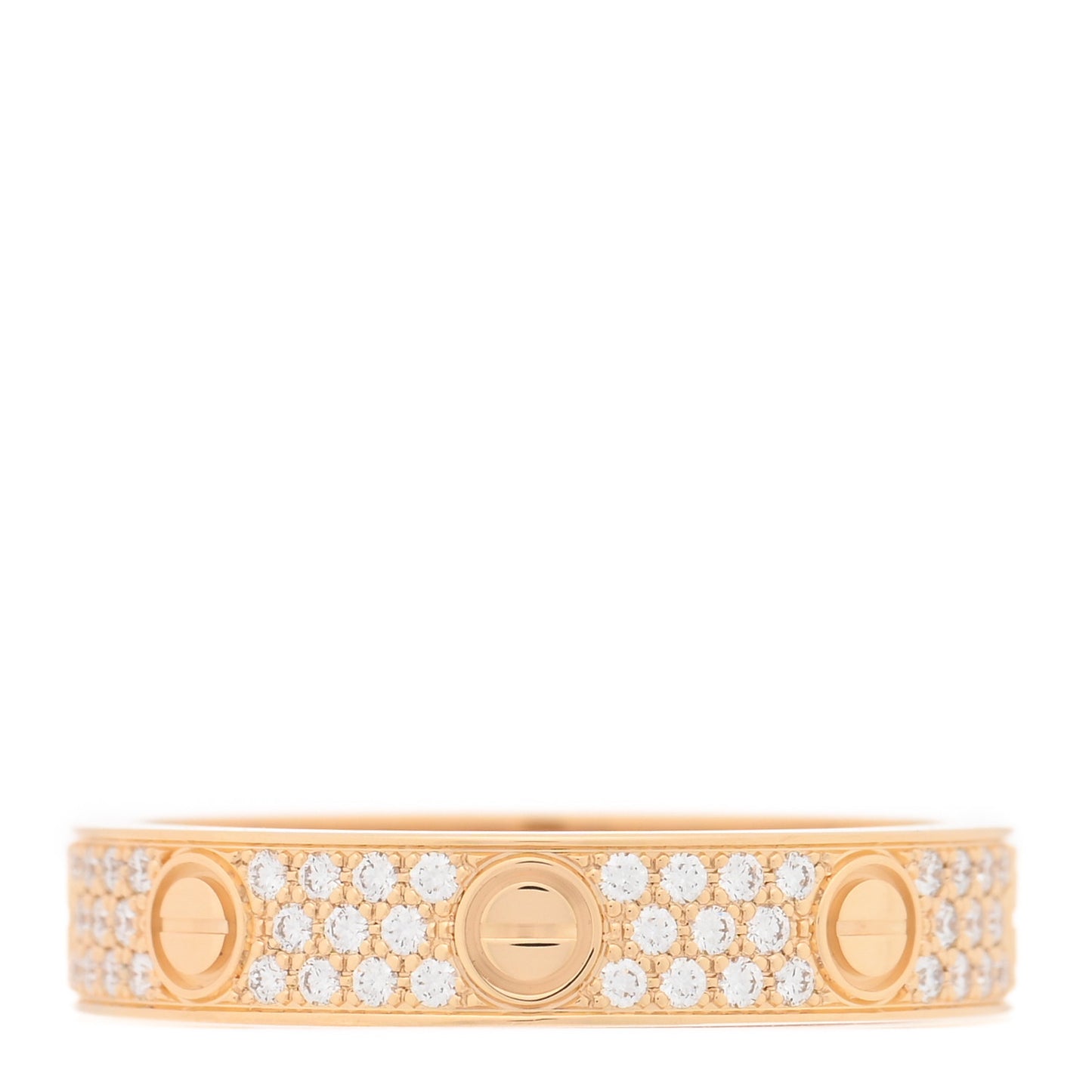 18K Yellow Gold Diamond 4mm LOVE Wedding Paved Band Ring 53 6.5