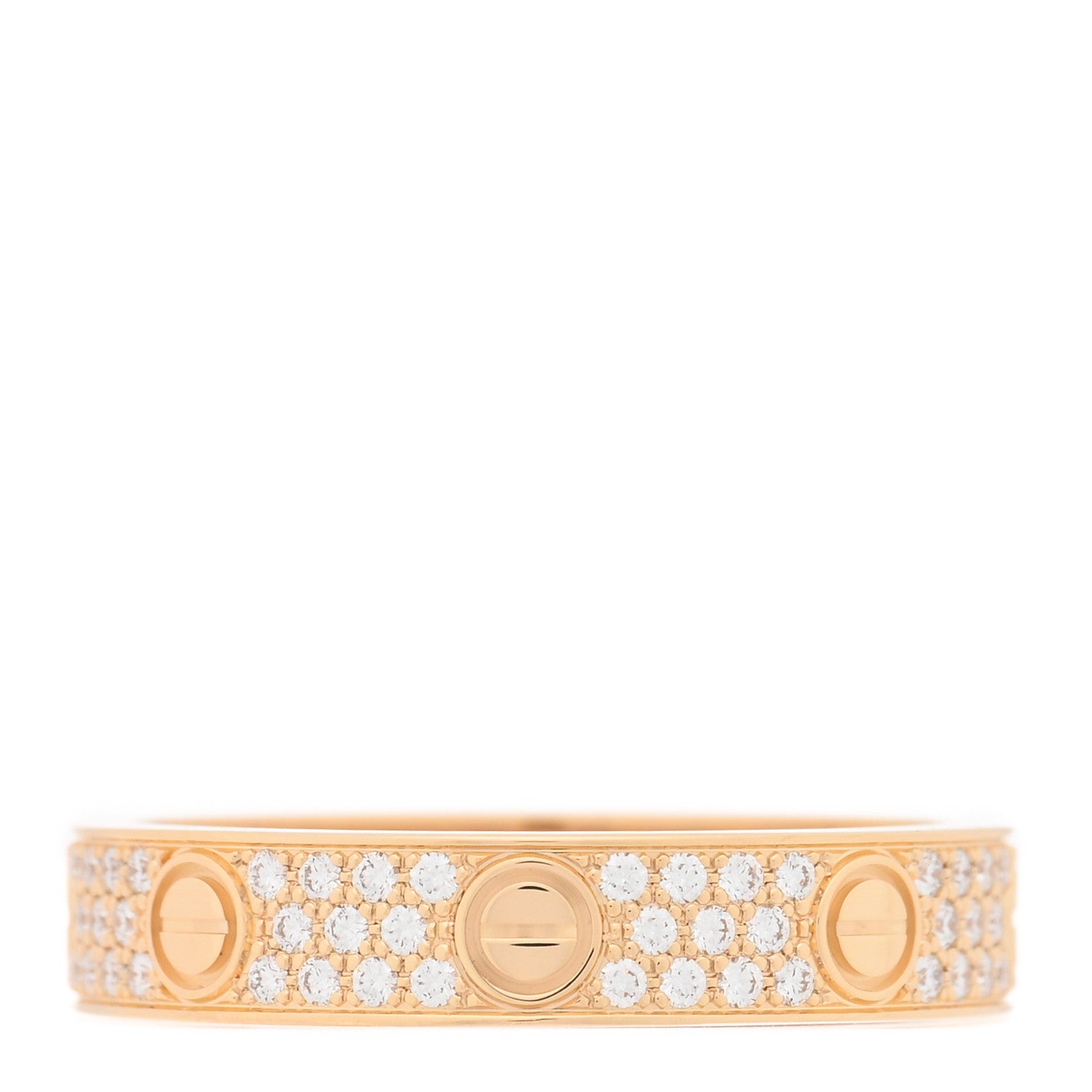 Cartier 18K Yellow Gold Diamond 4mm LOVE Wedding Paved Band Ring 53 6.5 1 of 4