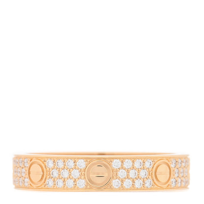 Cartier 18K Yellow Gold Diamond 4mm LOVE Wedding Paved Band Ring 53 6.5 1 of 4