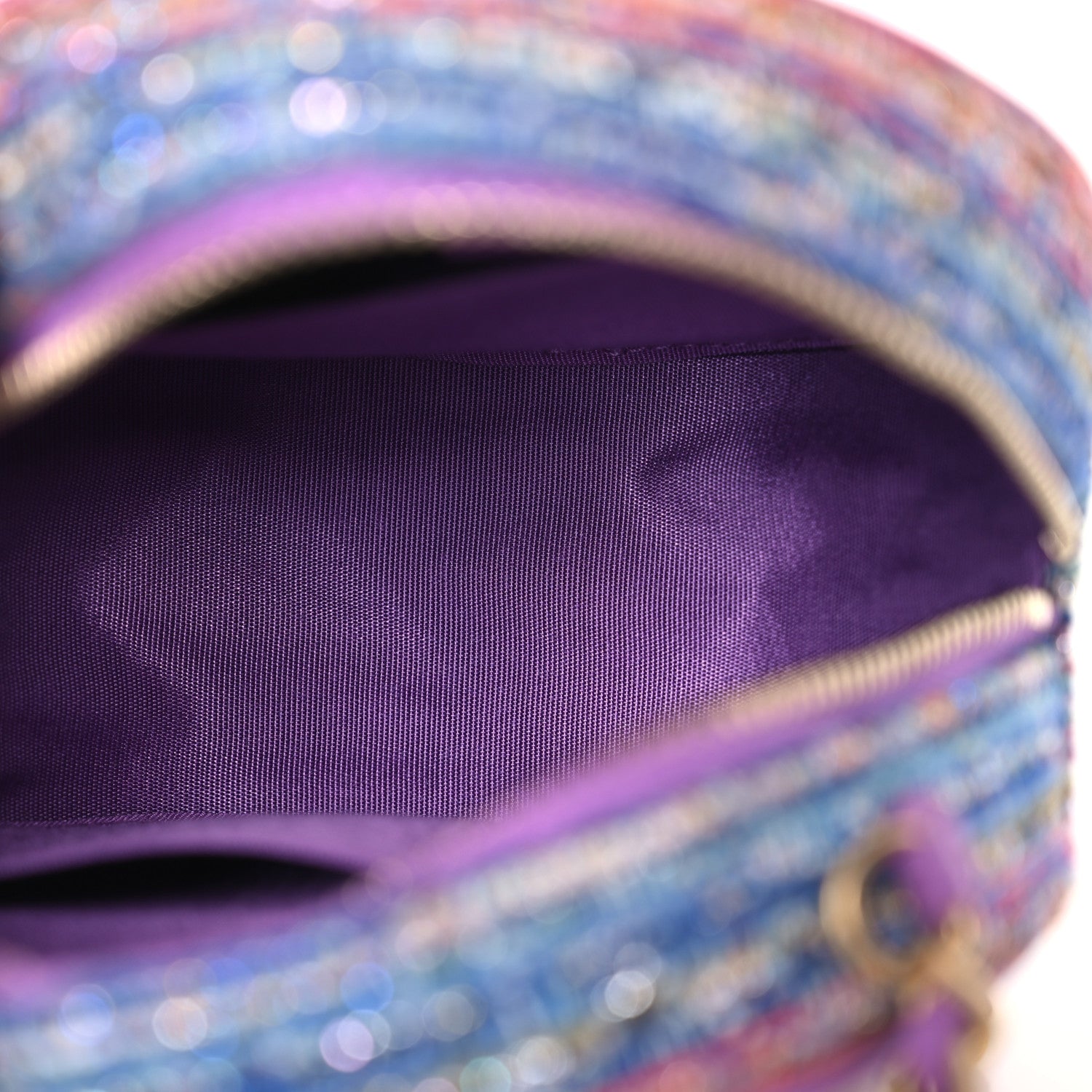 Chanel Tweed Quilted Round Filigree Clutch With Chain Purple Multicolor 5 of 10