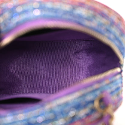 Chanel Tweed Quilted Round Filigree Clutch With Chain Purple Multicolor 5 of 10