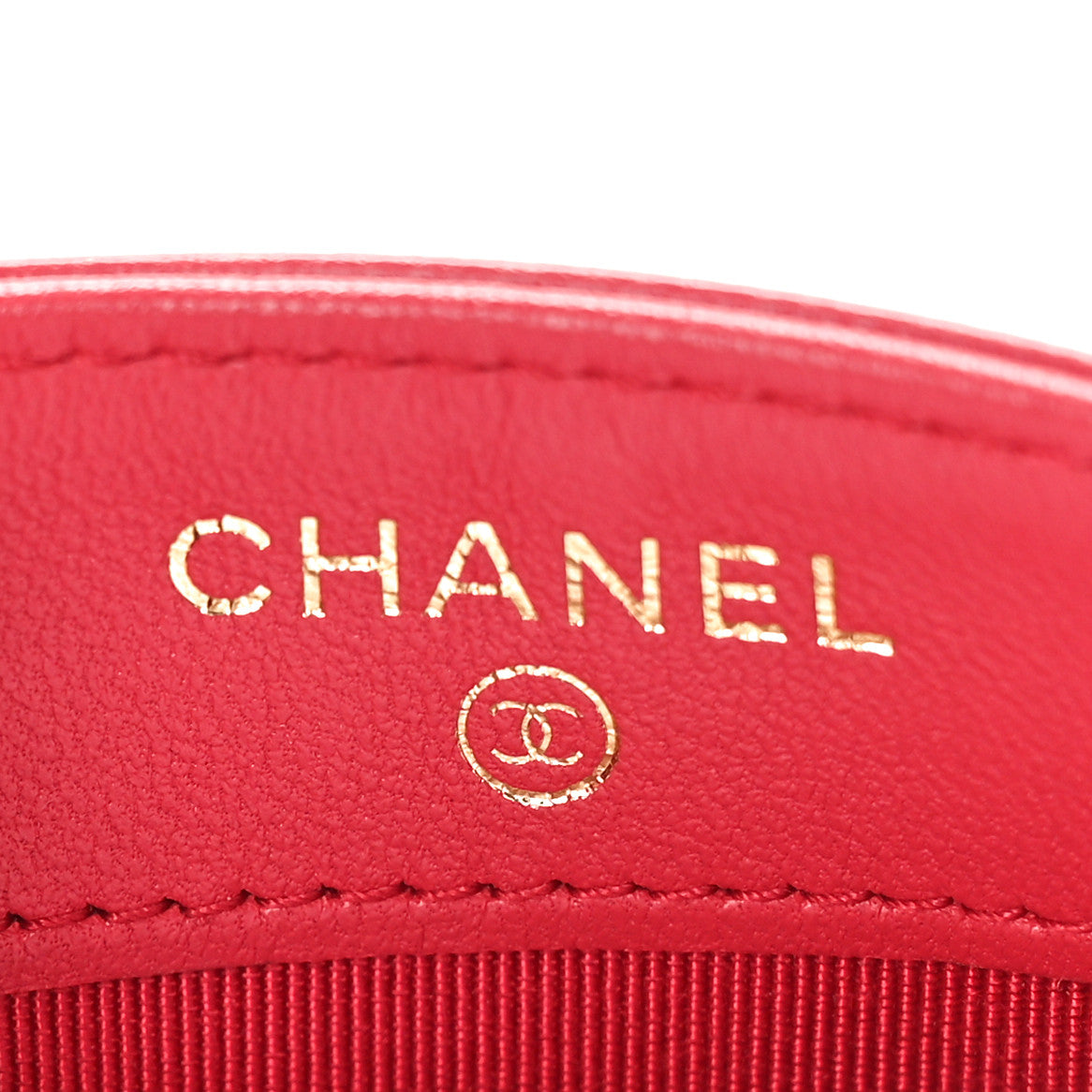 Lambskin Quilted Card Holder Red