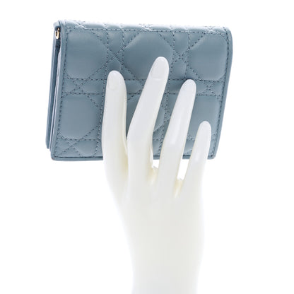 Christian Dior Lambskin Cannage Mini Lady Dior Wallet Cloud Blue 2 of 6