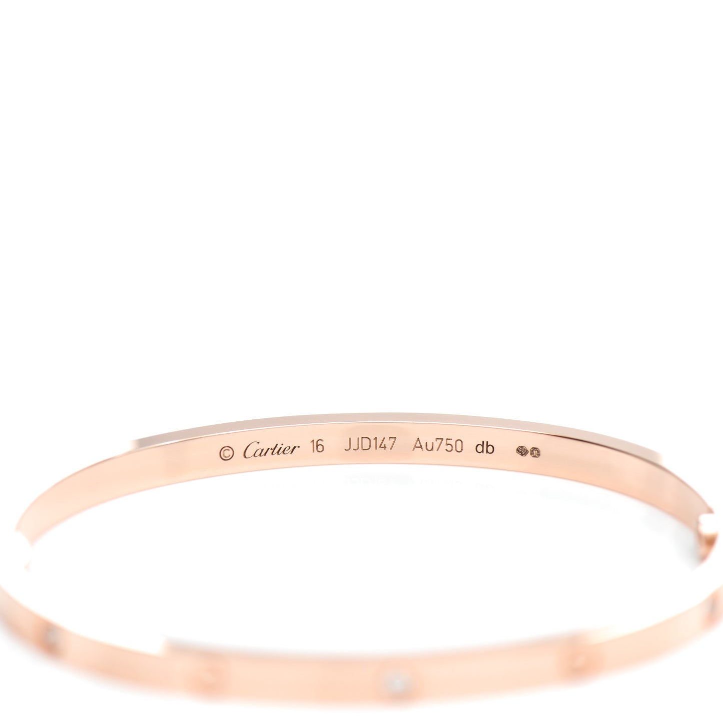 18K Pink Gold 6 Diamond Small LOVE Bracelet 16