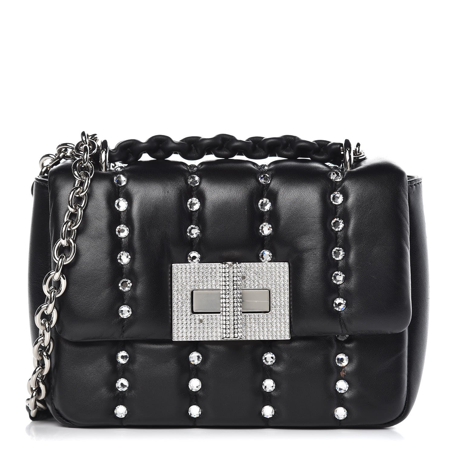 Tom Ford Lambskin Quilted Crystal Small Natalia Chain Bag Black 1 of 11
