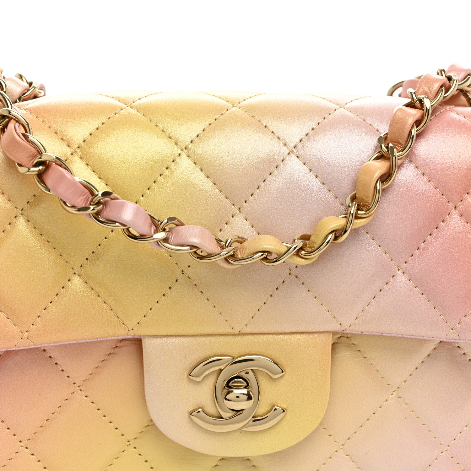 Chanel Lambskin Quilted Tie Dye Ombre Mini Rectangular Flap Yellow Multicolor 8 of 10