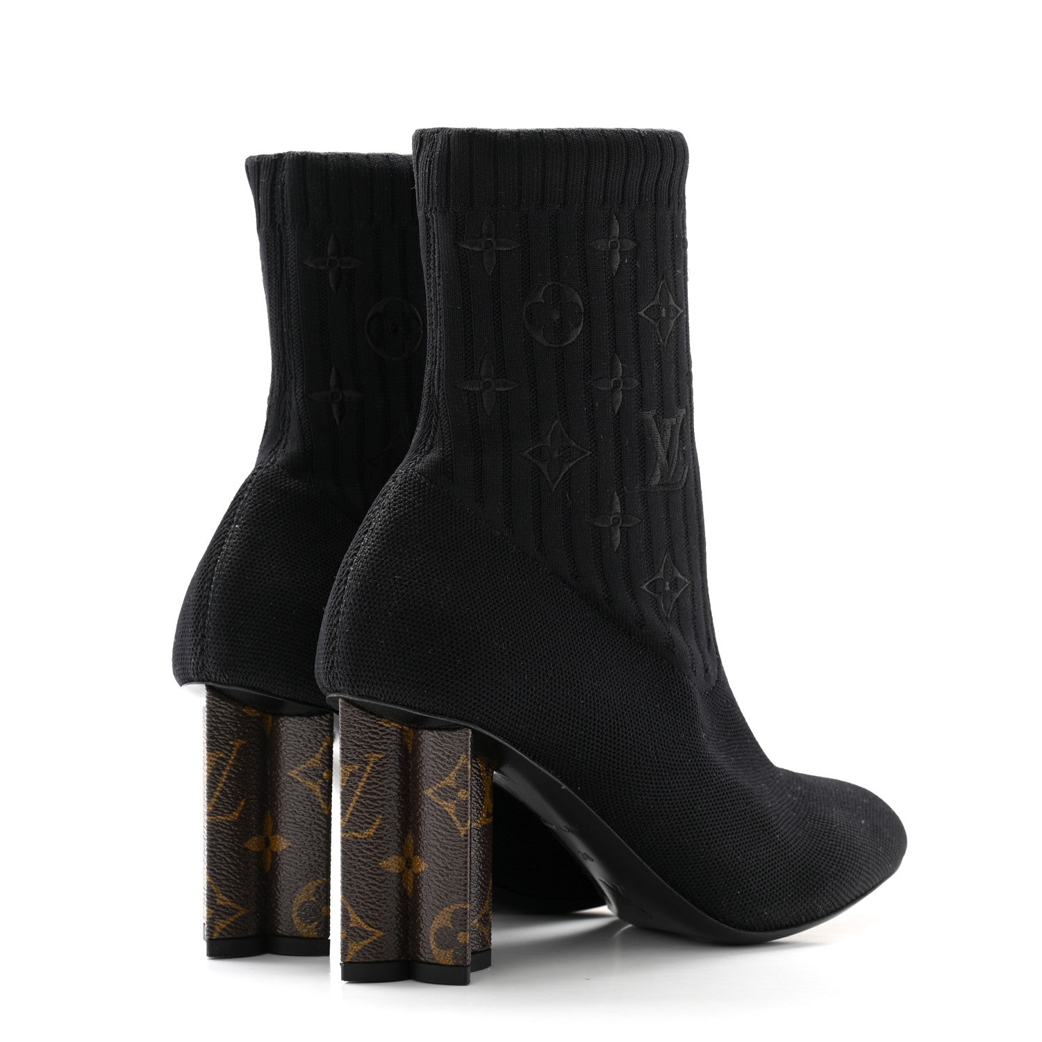 Louis Vuitton Monogram Stretch Fabric Silhouette Ankle Boots 38 Black 4 of 7